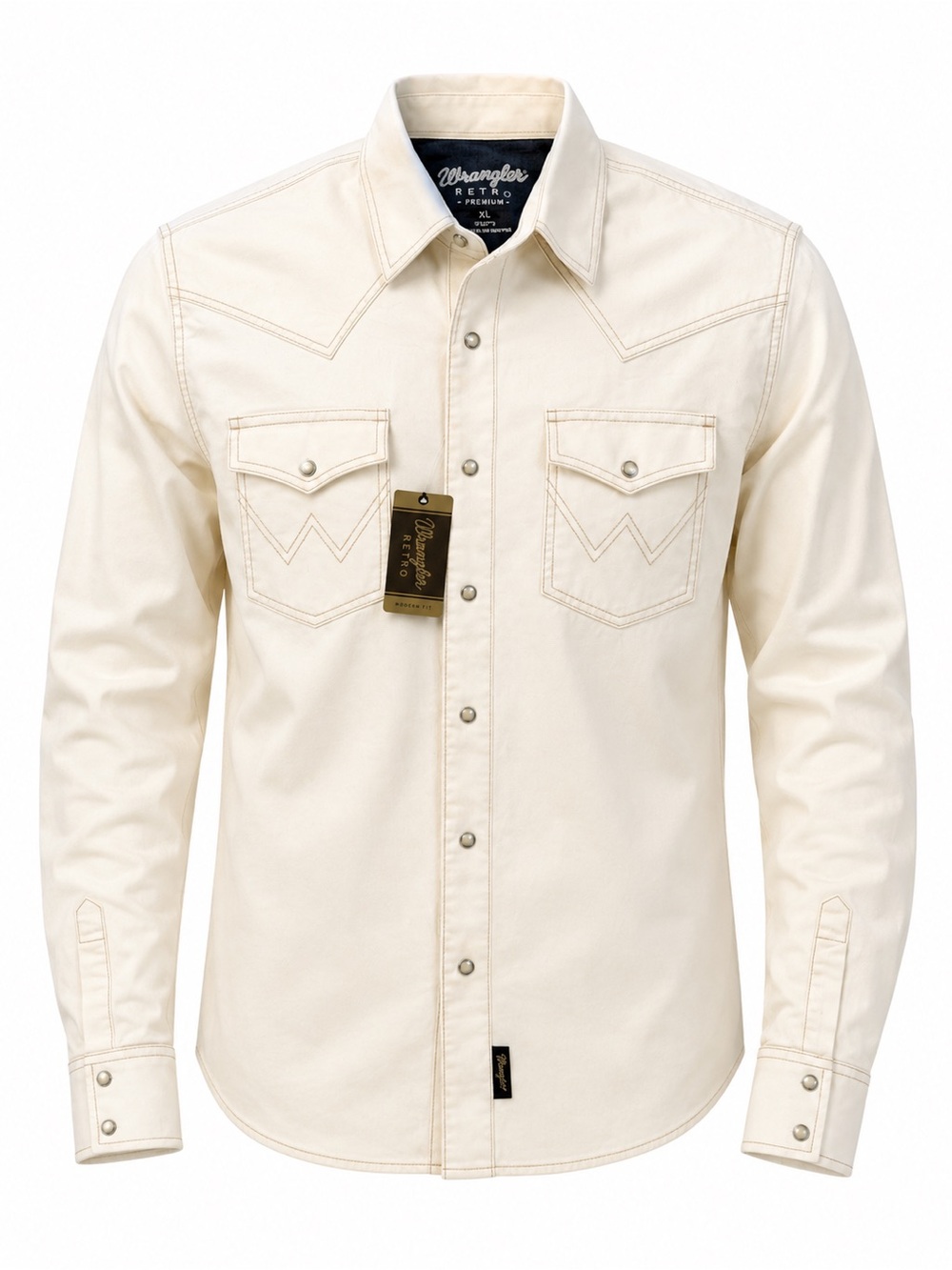 NWT Wrangler Retro White Pearl Snap Cowboy Cut Long Sleeve Shirt XL